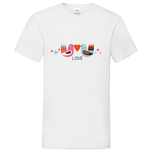 Bird Couple Love- V-Neck T-Shirt - bright