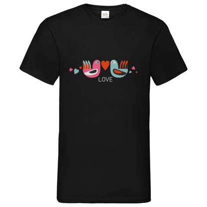 Bird Couple Love - V-Neck T-Shirt - dark