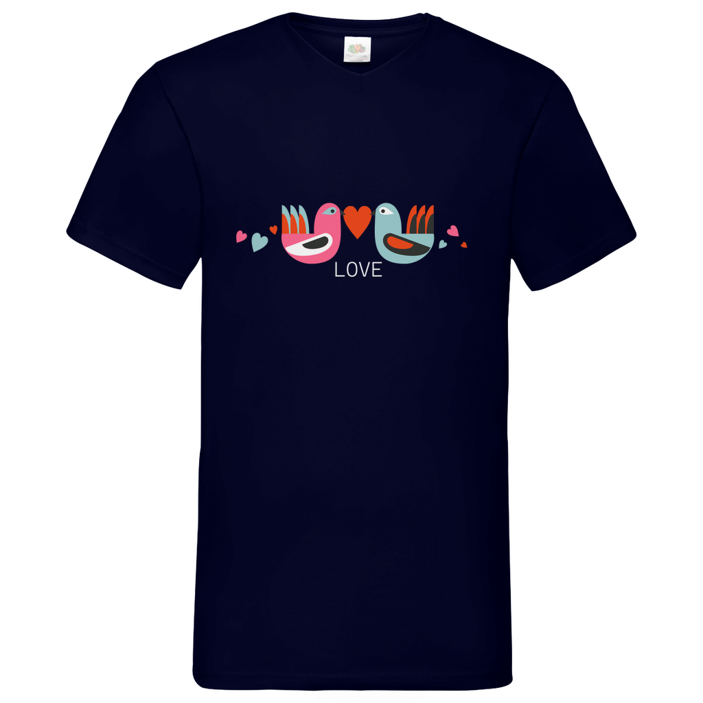 Bird Couple Love - V-Neck T-Shirt - dark