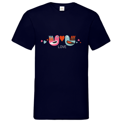 Bird Couple Love - V-Neck T-Shirt - dark