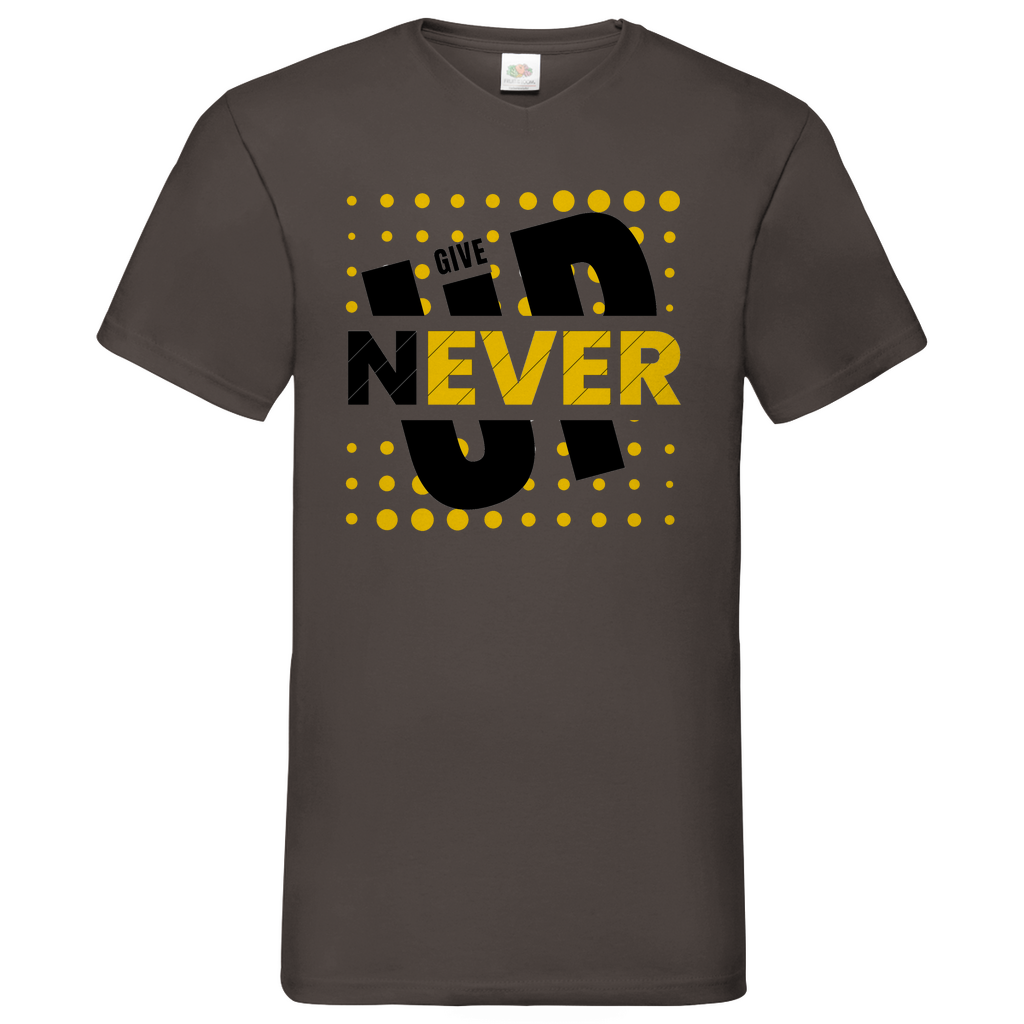 Never give up- V-Neck T-Shirt dark
