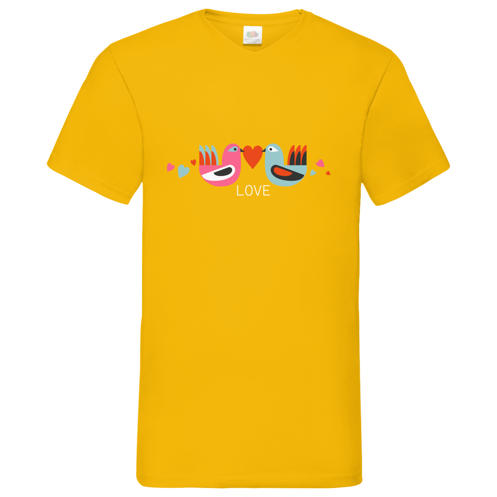 Bird Couple Love - V-Neck T-Shirt - dark