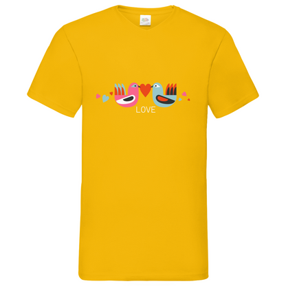 Bird Couple Love - V-Neck T-Shirt - dark