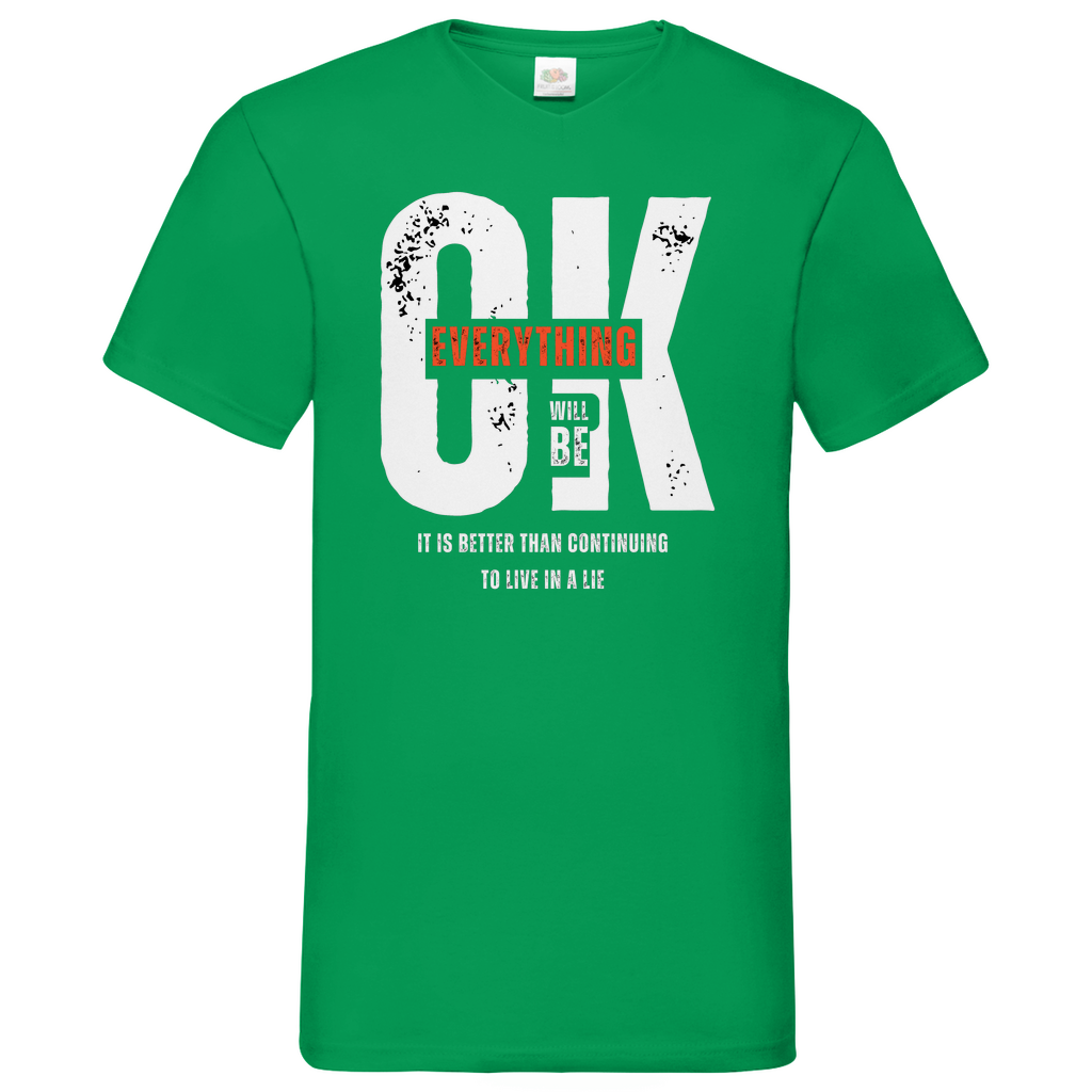 Everything ok- V-Neck T-Shirt dark