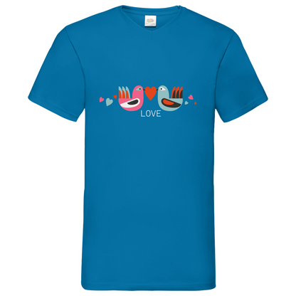 Bird Couple Love - V-Neck T-Shirt - dark