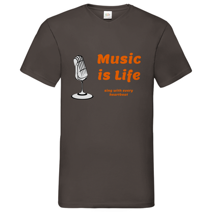 Music is Life - V-Neck T-Shirt dark