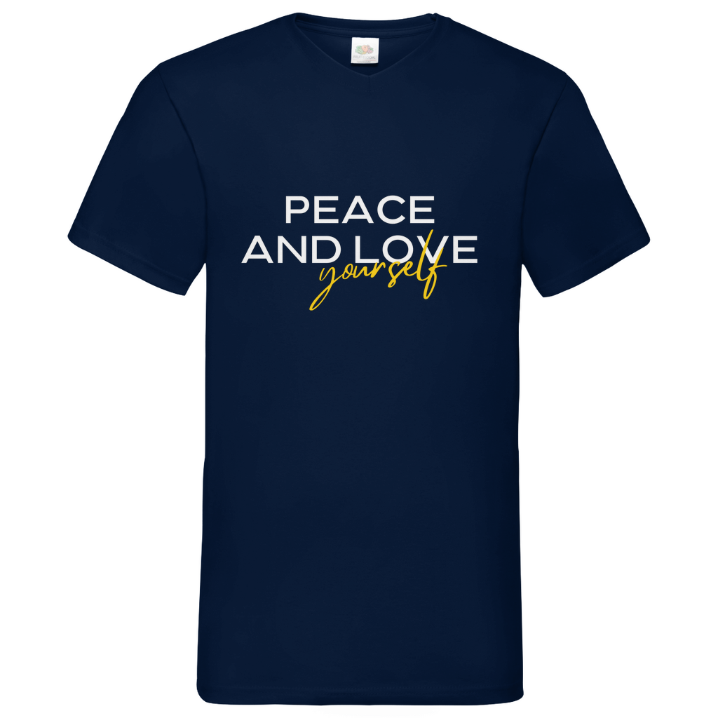 Peace and Love - V-Neck T-Shirt dark