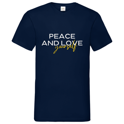 Peace and Love - V-Neck T-Shirt dark