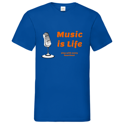Music is Life - V-Neck T-Shirt dark