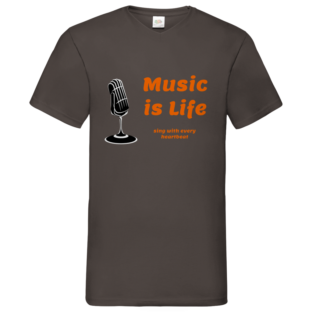 Music is Life - V-Neck T-Shirt dark
