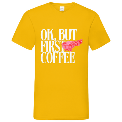 Coffee First - V-Neck T-Shirt dark