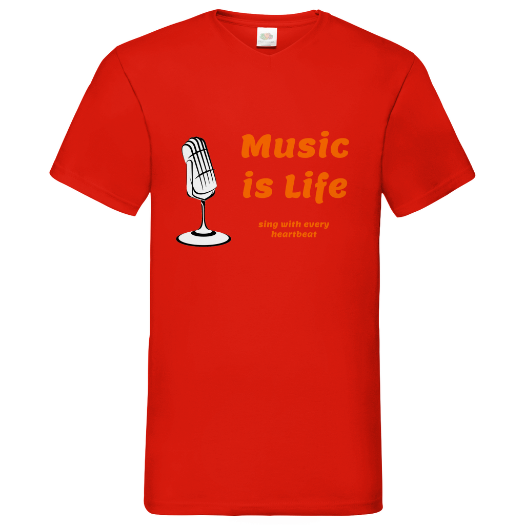 Music is Life - V-Neck T-Shirt dark