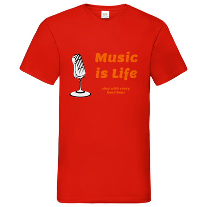 Music is Life - V-Neck T-Shirt dark