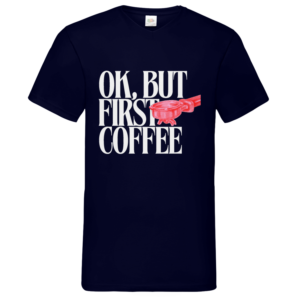 Coffee First - V-Neck T-Shirt dark