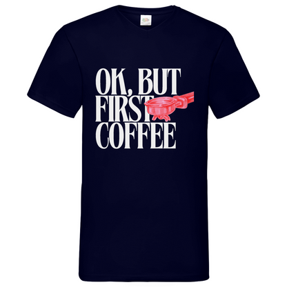 Coffee First - V-Neck T-Shirt dark