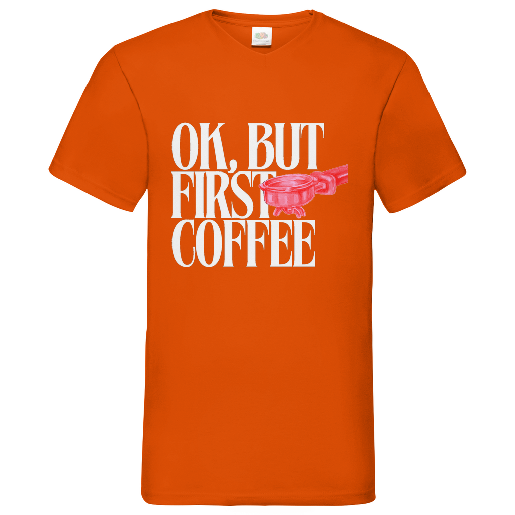 Coffee First - V-Neck T-Shirt dark
