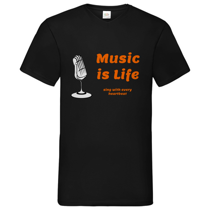 Music is Life - V-Neck T-Shirt dark