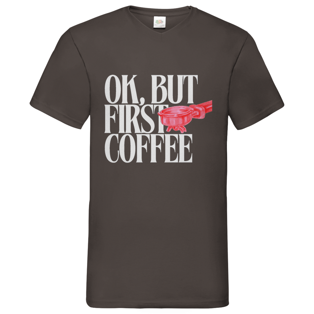Coffee First - V-Neck T-Shirt dark