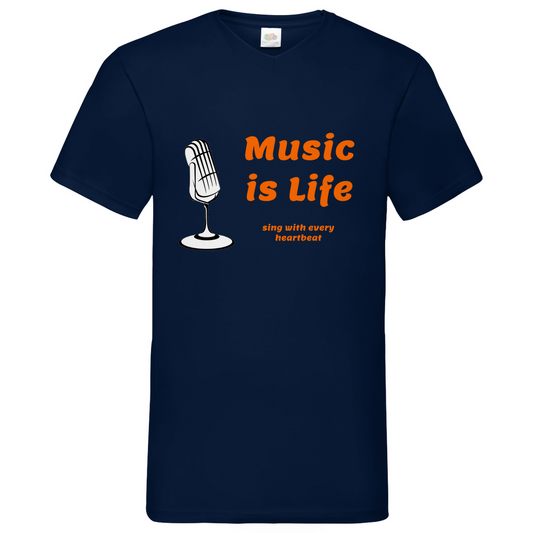 Music is Life - V-Neck T-Shirt dark