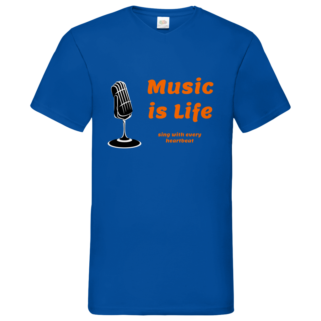 Music is Life - V-Neck T-Shirt dark