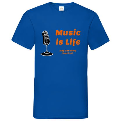 Music is Life - V-Neck T-Shirt dark