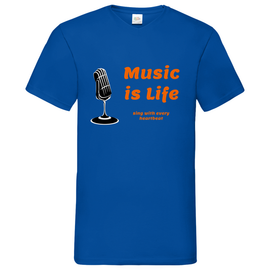 Music is Life - V-Neck T-Shirt dark