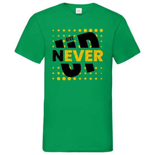 Never give up- V-Neck T-Shirt dark