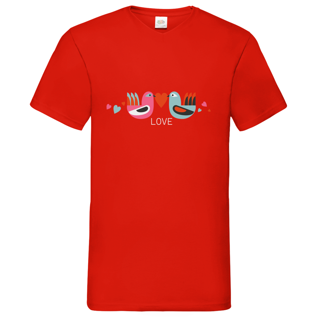 Bird Couple Love - V-Neck T-Shirt - dark