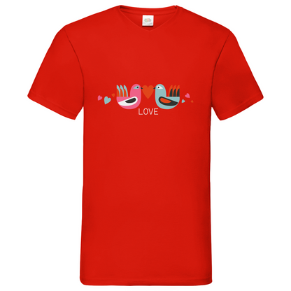 Bird Couple Love - V-Neck T-Shirt - dark