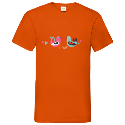 Bird Couple Love - V-Neck T-Shirt - dark