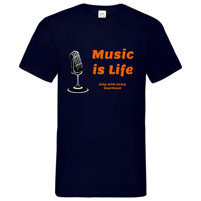 Music is Life - V-Neck T-Shirt dark