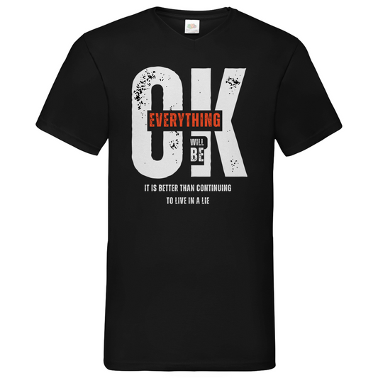 Everything ok- V-Neck T-Shirt dark