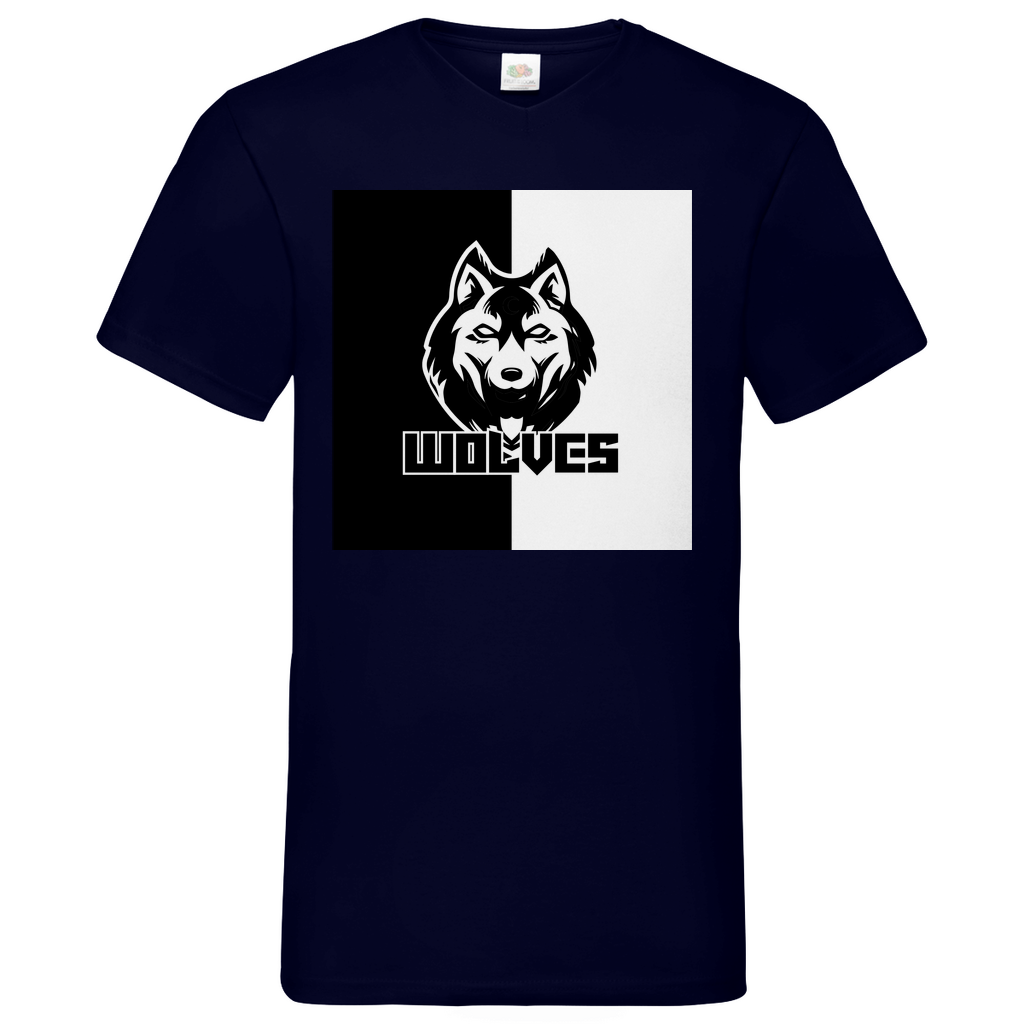 Wolves black-white - V-Neck T-Shirt