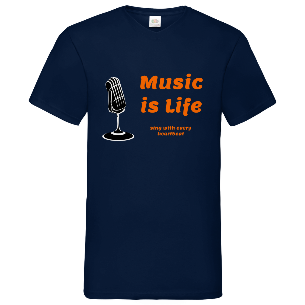 Music is Life - V-Neck T-Shirt dark