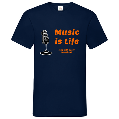Music is Life - V-Neck T-Shirt dark