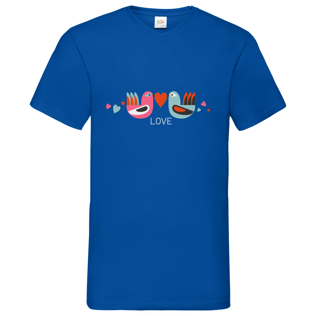 Bird Couple Love - V-Neck T-Shirt - dark