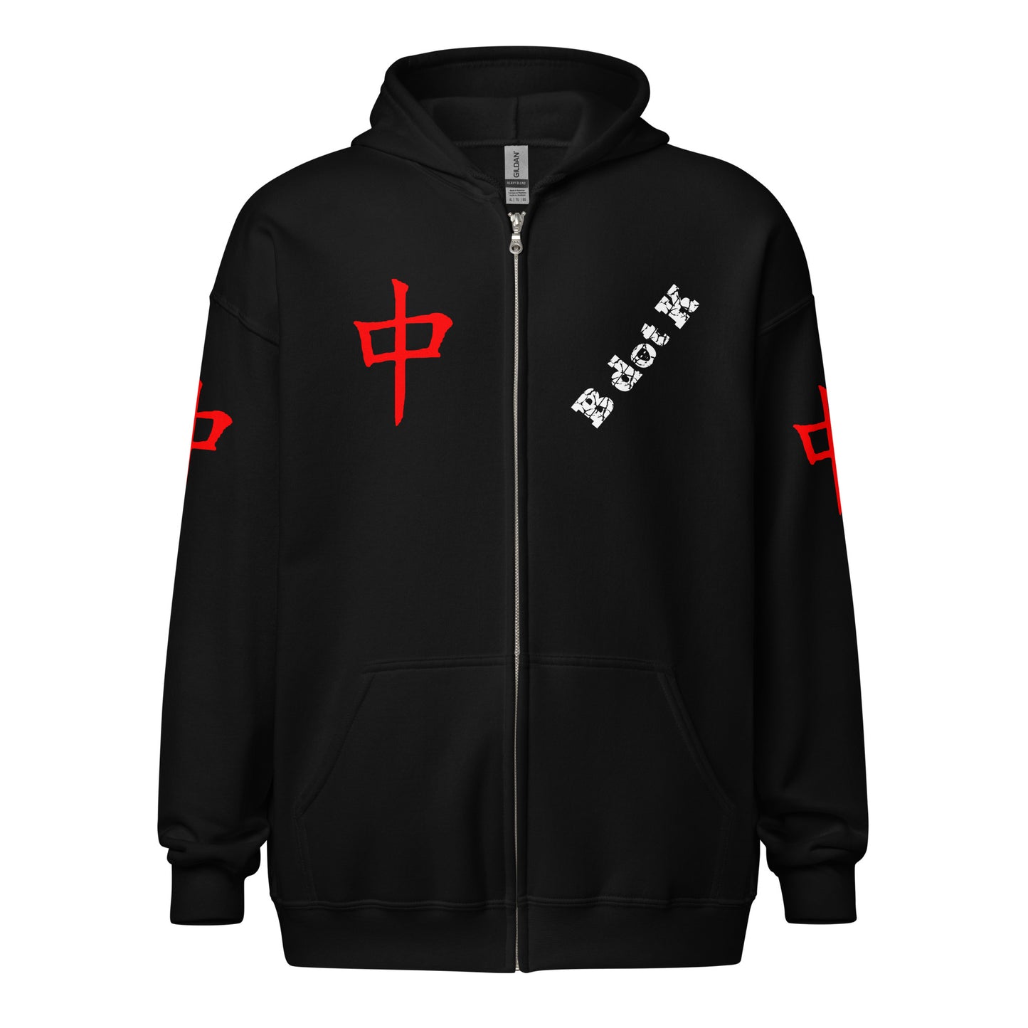 Zip Hoodie - Red Dragon B dot K Unisex dark