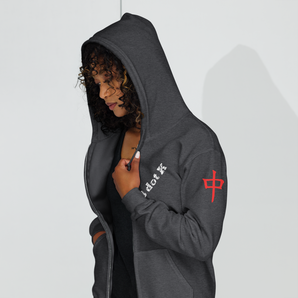Zip Hoodie - Red Dragon B dot K Unisex dark