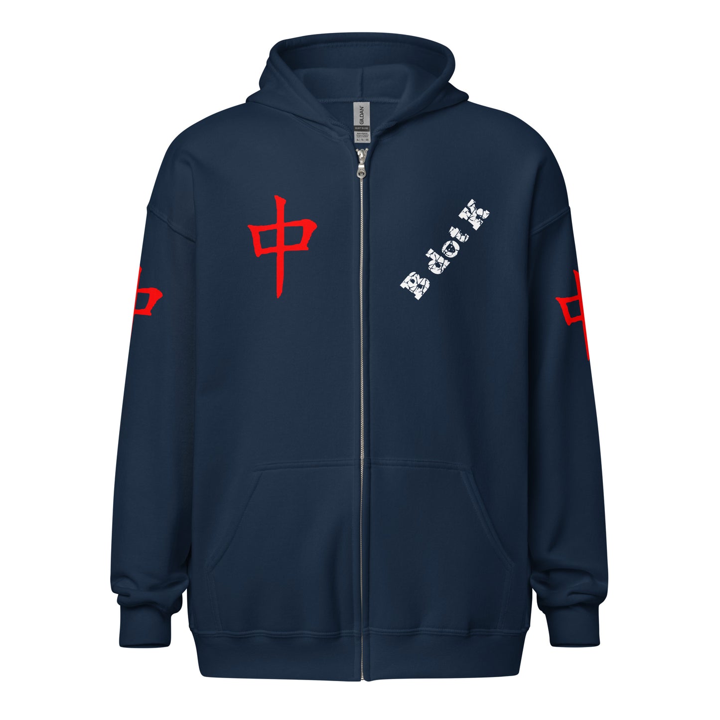 Zip Hoodie - Red Dragon B dot K Unisex dark